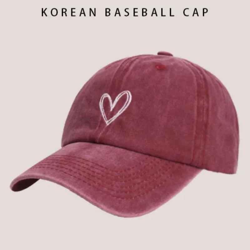 New Spring Summer Soft Top Baseball Cap, Heart Overlapping Embroidery Breathable Sun Hat, Casual Korean Ins Trendy Style
