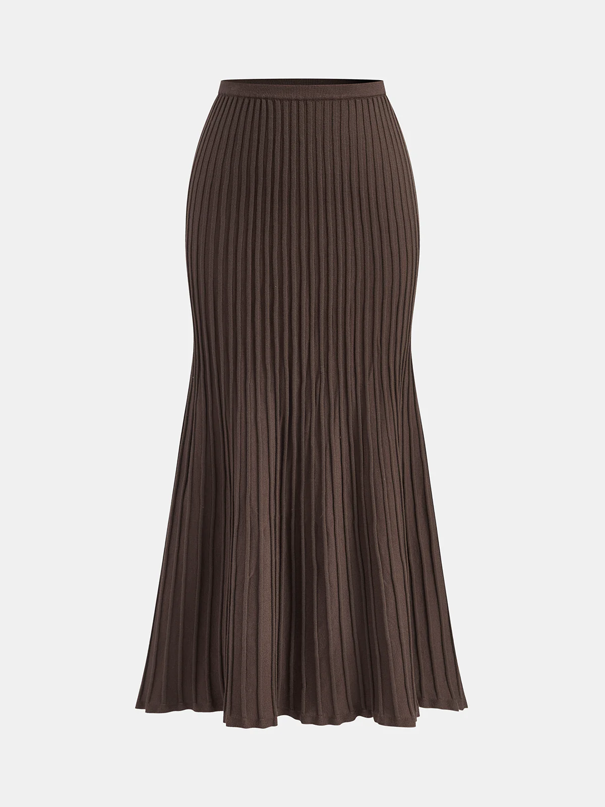 Textured Rib-Knit Mermaid Midi Skirt