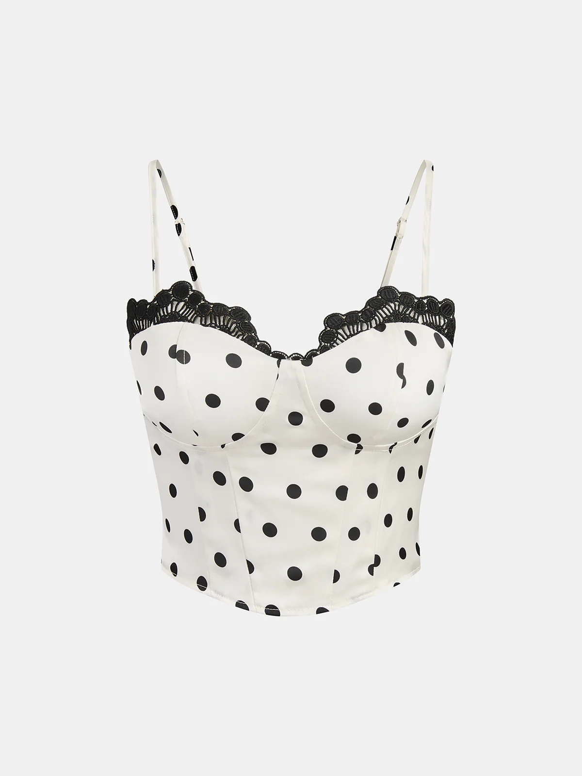 Polka Dot Lace Trim Cami Top & Skirt Sets