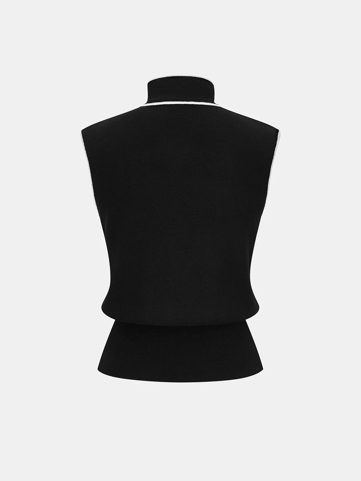 Contrast-Trim Tie-Neck Sweater Vest
