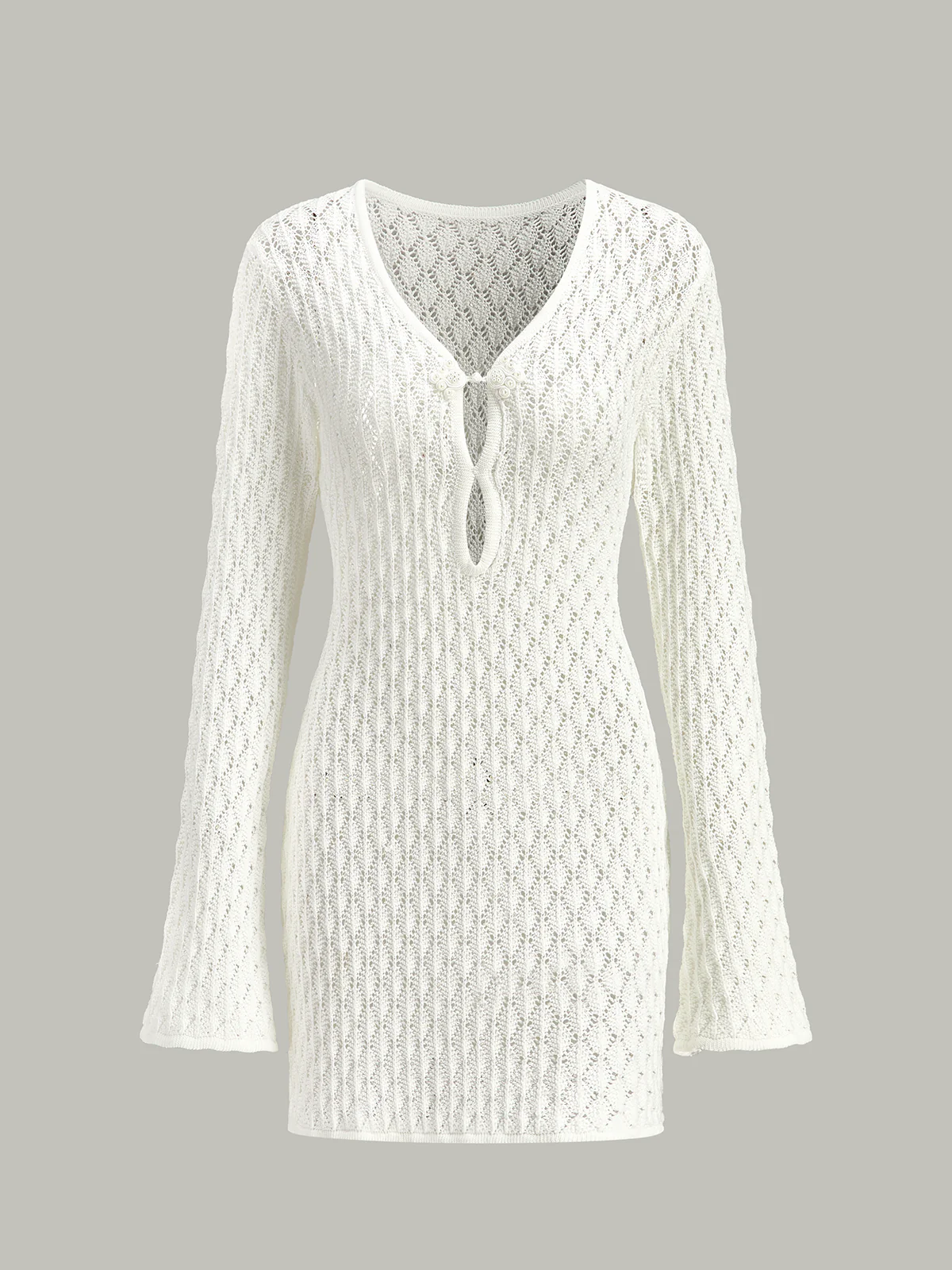 Sheer Knit Sweater Dress with Cut-Out Detail