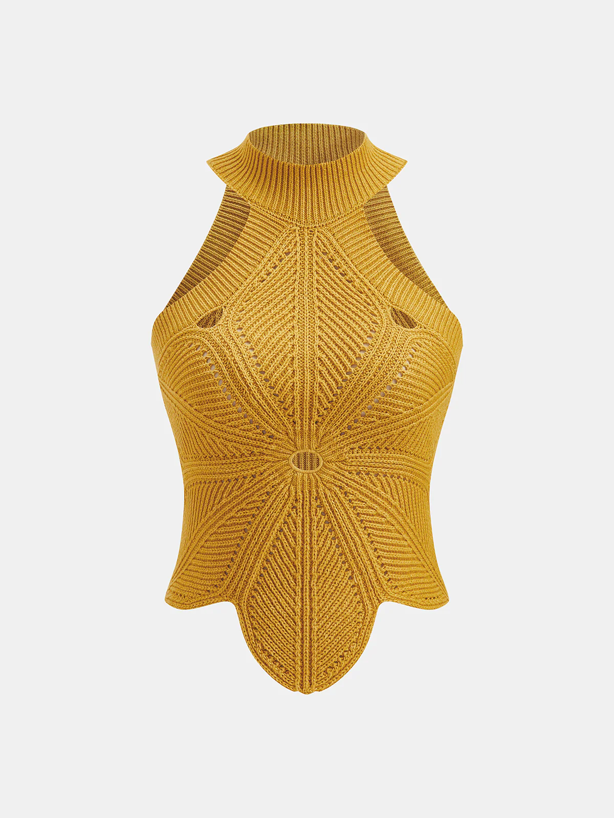 Sleeveless Hollow Out Knit Halter Top