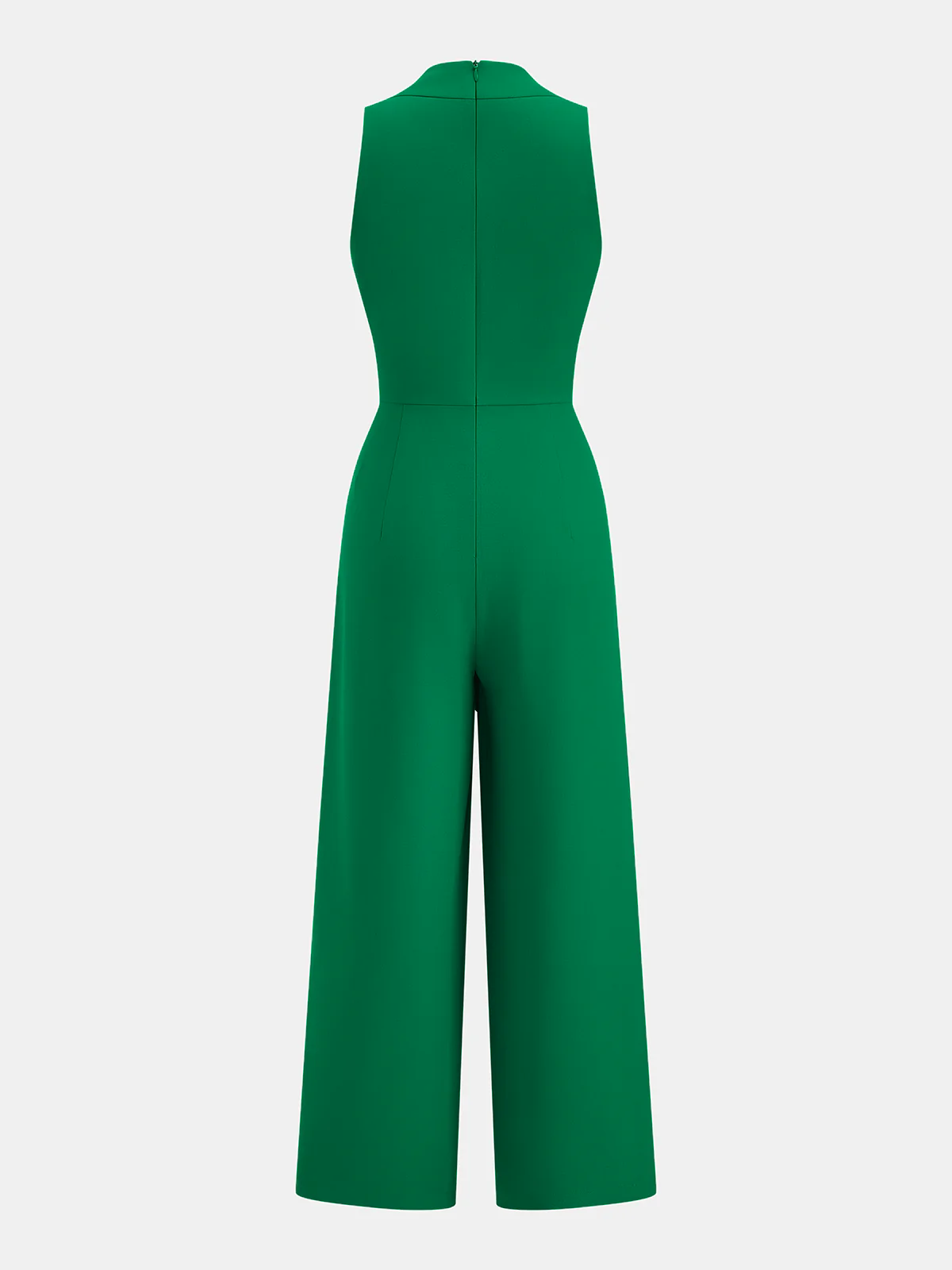 Sleeveless V-Neck Tie Waist Wide-Leg Jumpsuit
