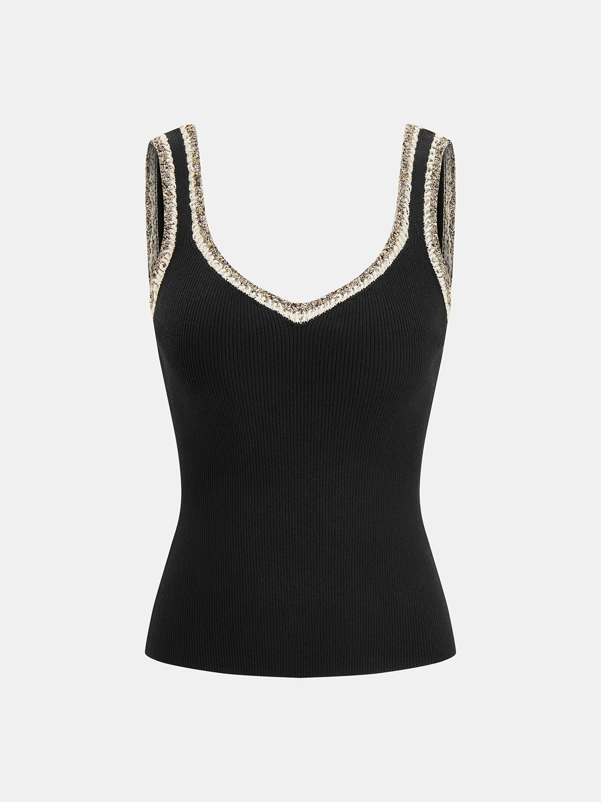 Contrast Trim Ribbed Knit Tank Top