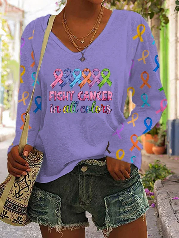 Women's Fight  In All Colors V-neck Long Sleeve T-shirt