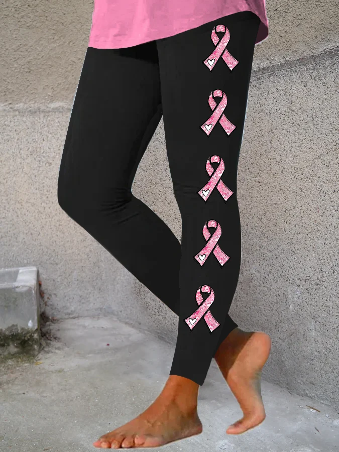 Women's Pink Ribbon  Awareness Leggings