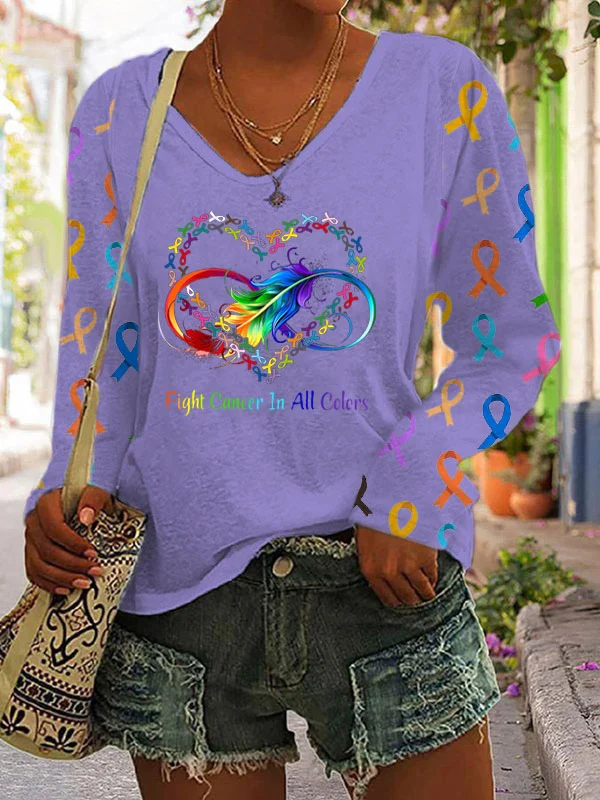 Women's Fight  In All Colors V-neck Long Sleeve T-shirt