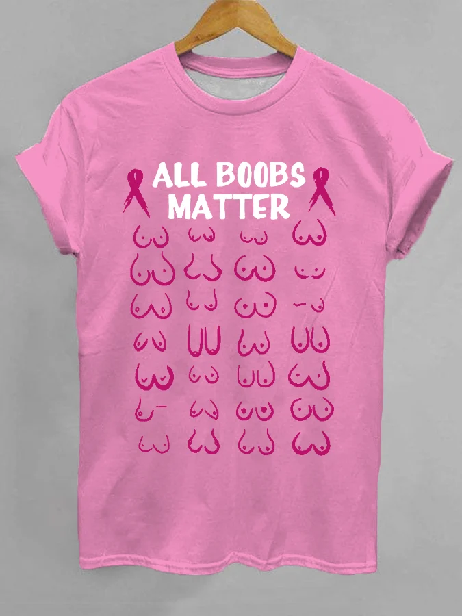 Women's All Boobs Matter Pink Ribbon  Awareness, Warrior Tee