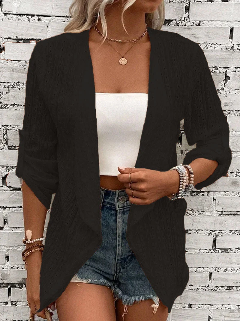 Women's Pink Casual Lace Cardigan