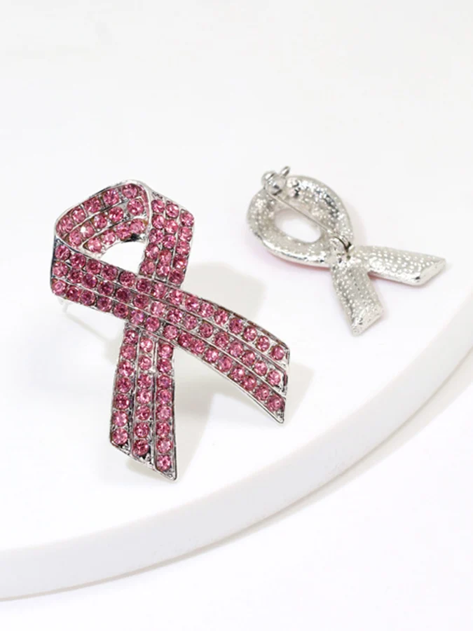 Women's Diamond Pink Ribbon Breast Prevention and Treatment Promotion Sign Care Breast Needle