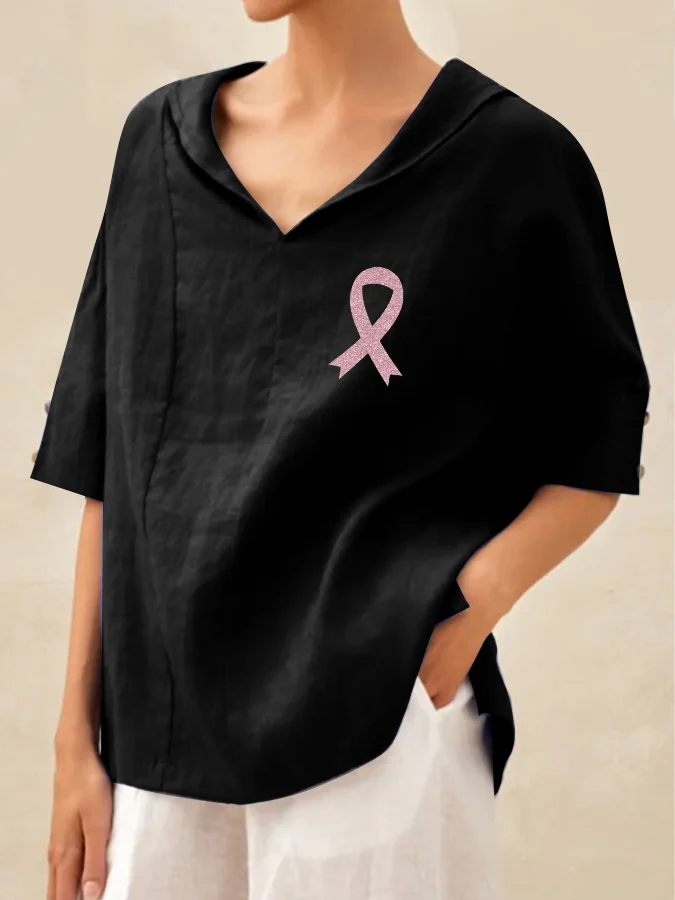 Womens  Awareness Print Linen Shirt