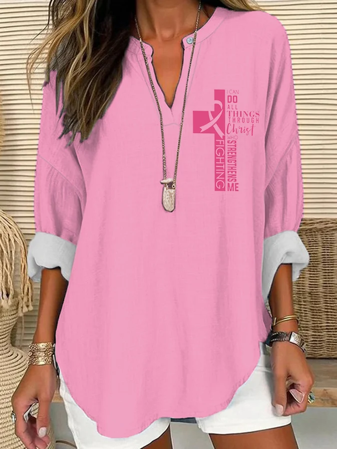 Women  Awareness Print Linen Top
