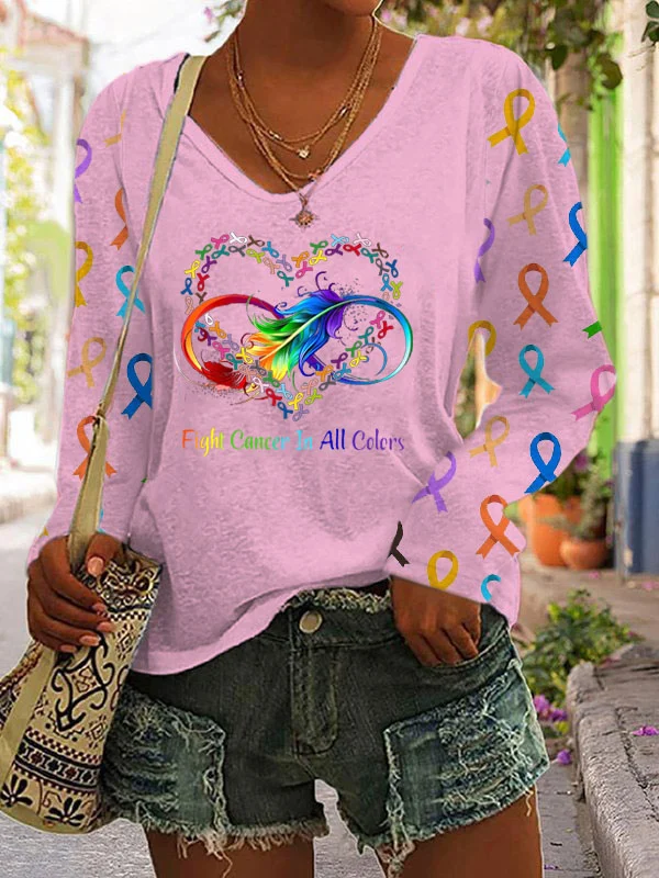 Women's Fight  In All Colors V-neck Long Sleeve T-shirt