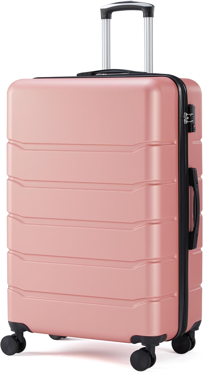 28 Inch Hardside Carry On Luggage, Suitcase with Double Spinner Wheels & TSA Lock, Hard Shell, Expandable Rolling Lightweight, Pink