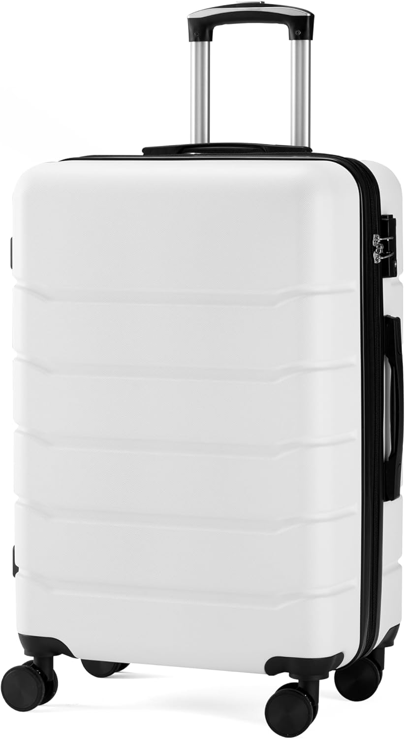 20 Inch Hardside Carry On Luggage, Suitcase with Double Spinner Wheels & TSA Lock, Hard Shell, Expandable Rolling Lightweight, White