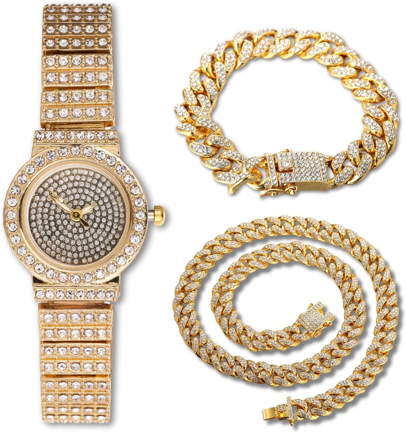 Women's Diamond Bracelet Watch,18k Real Gold/Platinum Plated,Full of Diamonds Sparkling Starry,Round Dial Design,Elegant Casual,Stainless Steel Band Quartz Watch,Present for her