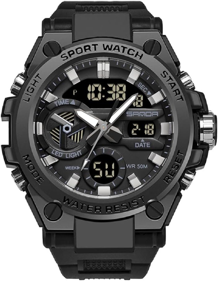 Men's Watches Sports Outdoor Waterproof Military Watch Date Multi Function Tactics LED Alarm Stopwatch