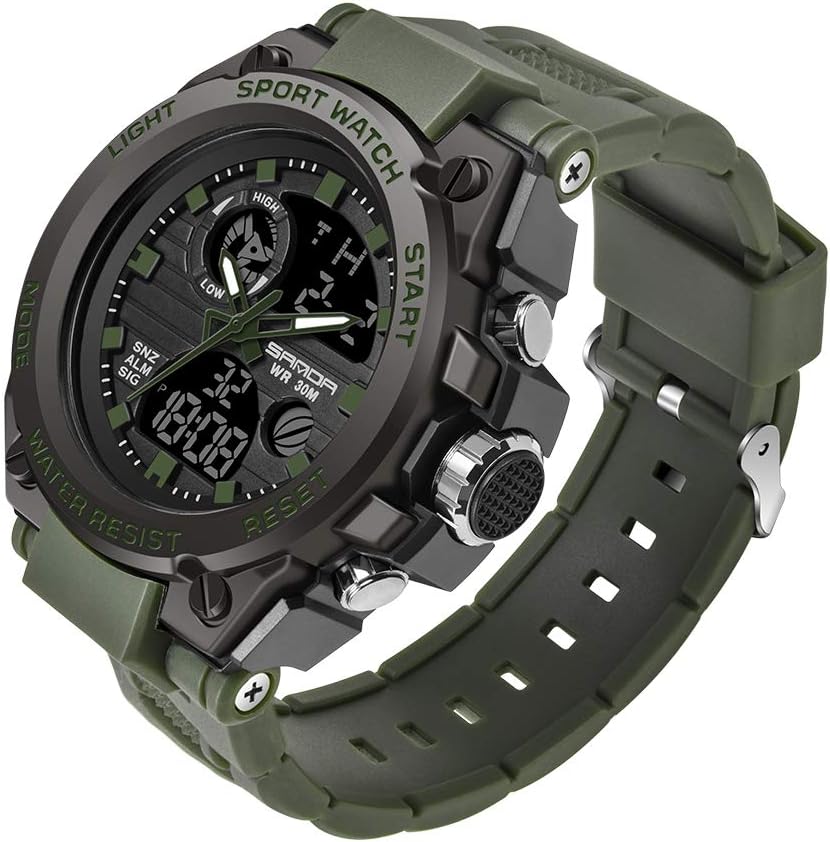 Men's Watches Sports Outdoor Waterproof Military Watch Date Multi Function Tactics LED Alarm Stopwatch