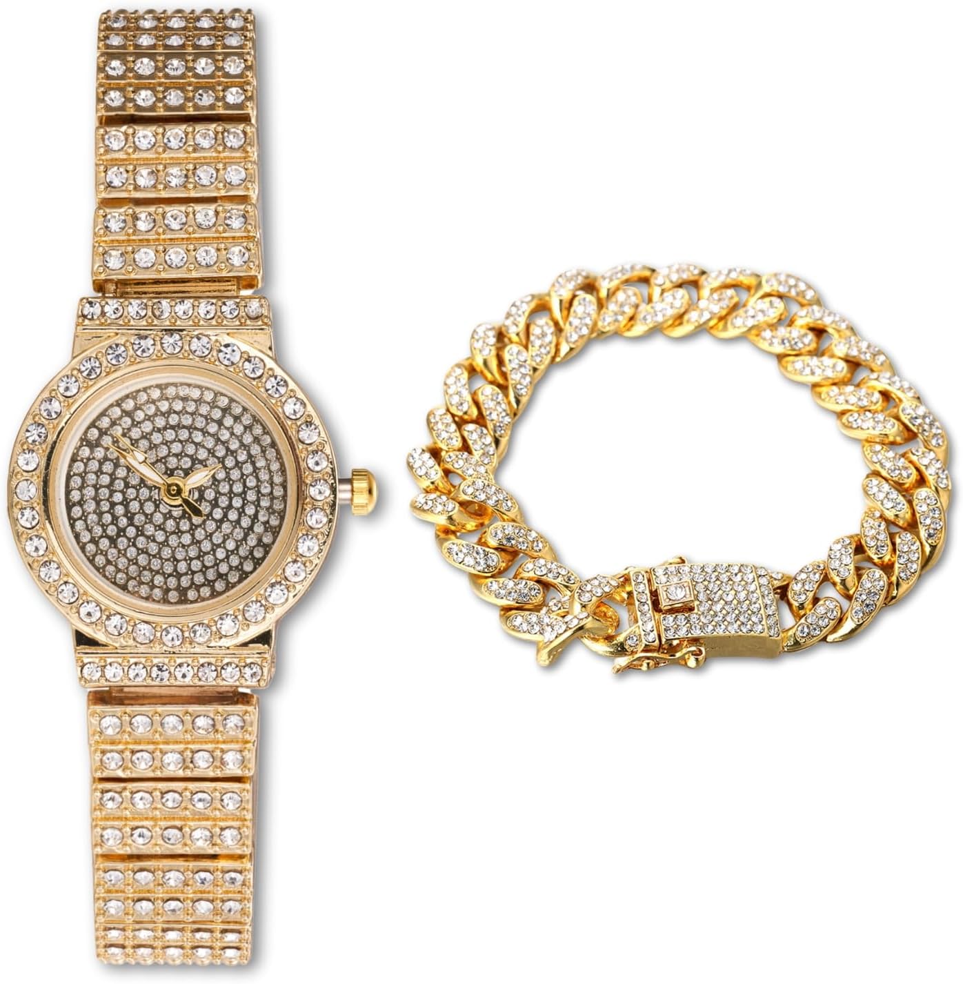 Women's Diamond Bracelet Watch,18k Real Gold/Platinum Plated,Full of Diamonds Sparkling Starry,Round Dial Design,Elegant Casual,Stainless Steel Band Quartz Watch,Present for her